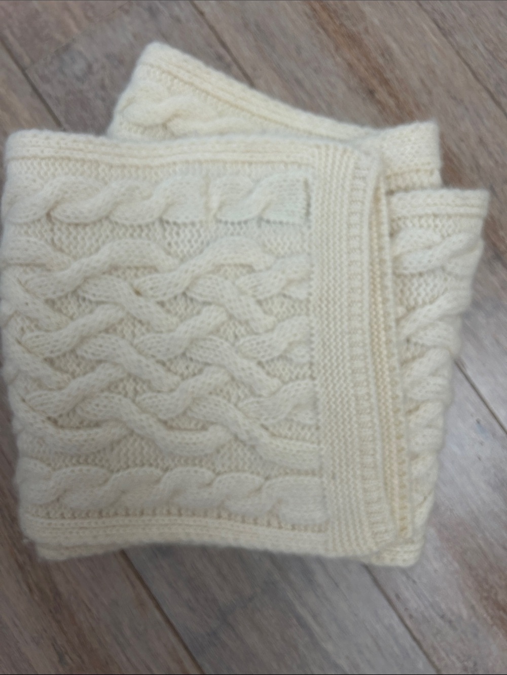 VTG Aran Crafts Cream Cable Knit Scarf Ireland merino wool cashmere